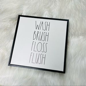 Rae Dunn • Wash Brush Floss Flush Bathroom Canvas Sign